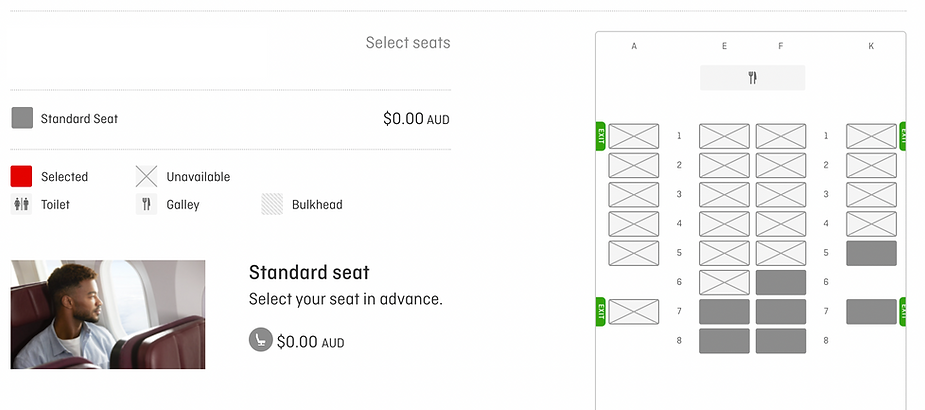 seat selection to fly business class