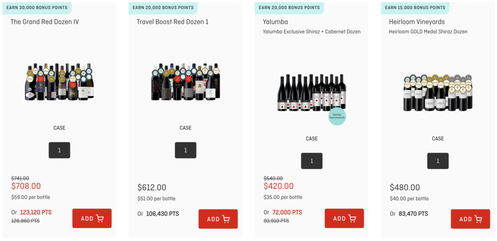 Buy Qantas Points through Qantas Wine